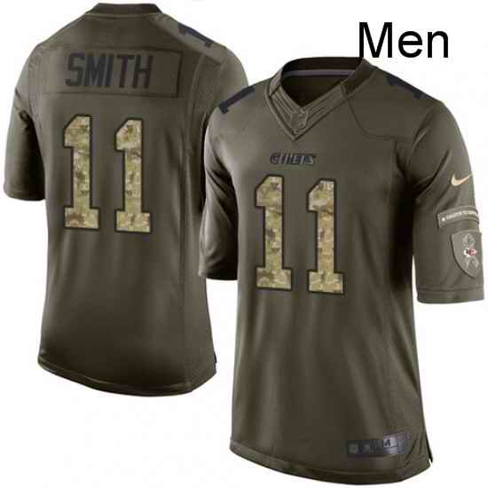 Men Nike Kansas City Chiefs 11 Alex Smith Limited Green Salute to Service NFL Jersey